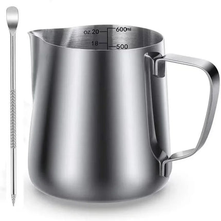 350ml/600ml (12 Oz/20 Oz) Milk Frother Steam Canister Stainless Steel Coffee Latte Art Milk Carafe Cup with Art Pen, 12 Oz