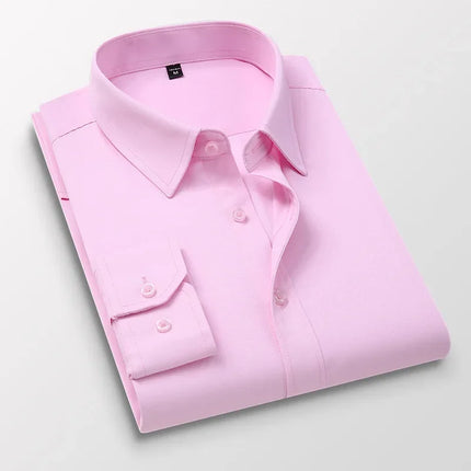 Spring New Men's Classic White Shirt Long Sleeve Plus Size Business Casual Shirt Work Korean Style Slims Smooths Your Silhouette
