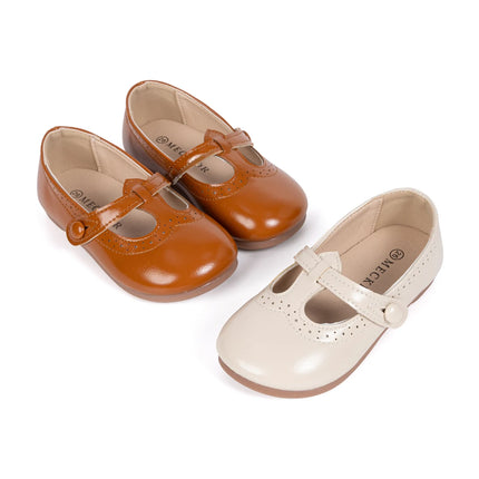 Toddler Little Kid Girls Mary Jane Flats Comfortable Perforated Leather Strap Casual Dress Shoes Versatile Party School Shoes