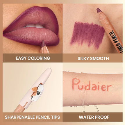 1 set of 6pcs  - Matte velvet lip liner pen set, waterproof, long-lasting and non-fading, suitable for various makeup looks