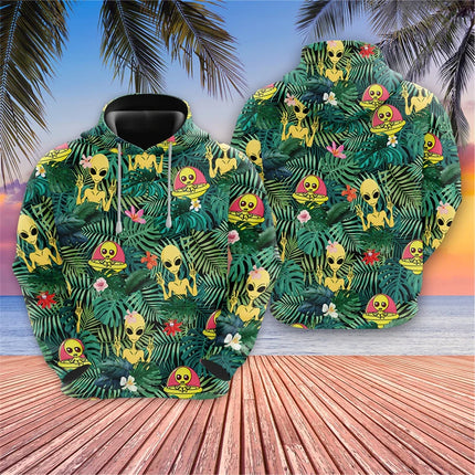 Harajuku Fashion Alien Graphic Sweatshirts Trippy Mushroom Y2k Hoodies For Men Clothes Cartoon Boy Pullovers Hip Hop UFO Hoody