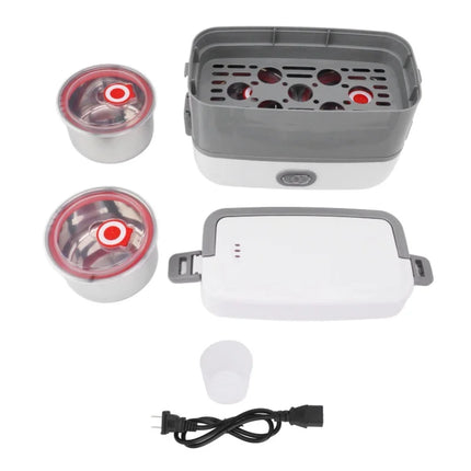 Electric Lunch Box Multifunction Double Layer Stainless Steel Liner Portable Food Heating Box For Home Office Travel