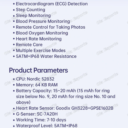 New ECG Monitor Smart Ring 2026 Heart Rate Blood Oxygen Health Monitoring Multi-sport Mode Temperature 3ATM Waterproof Smartring
