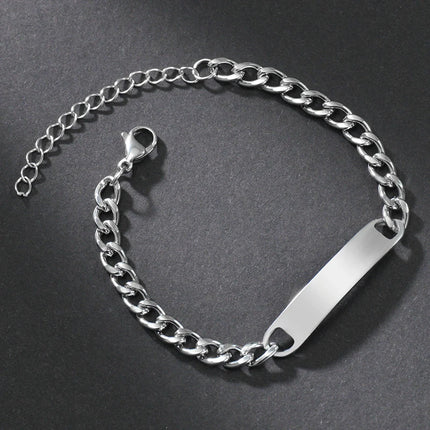 Stainless Steel Engrave Name Bracelet For Men Personalized  Nameplate Date DIY Bracelets For Male Boy Jewelry Birthday Gift