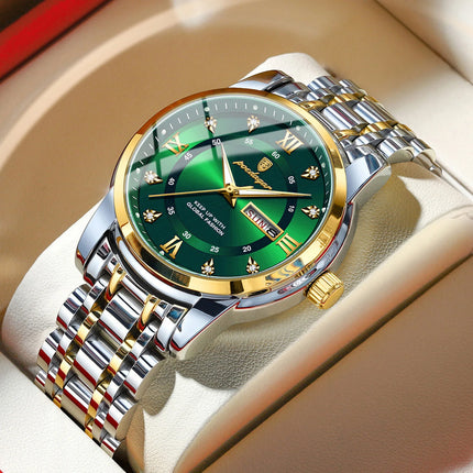 POEDAGAR Sport Casual Men's Wristwatch Waterproof Stainless Steel Luminous Original Men's Watch Date Week Men's Quartz Watches Reloj