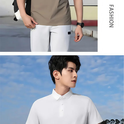 2025 New High End Polo Top for Men Short Sleeve Seamless Glue Pressing Sports Polo Shirt Work Uniform