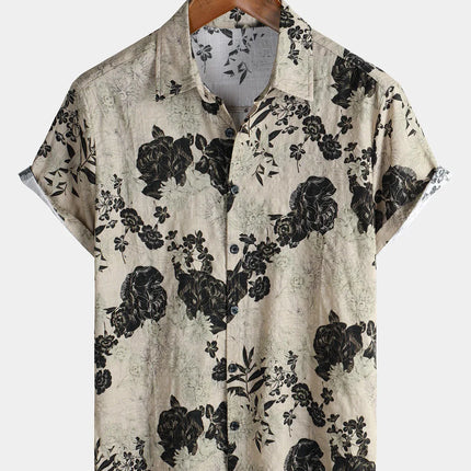 Summer Mens Striped Floral Patchwork Hawaiian Shirt 3D Print Short Sleeve Pocket Casual Oversized Beach Camisa Havaiana Listrada