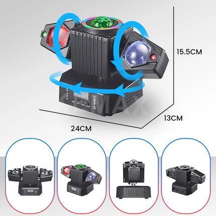 50W Mini Beam Party Light Remote 2-Arm DJ Mobile Head Disco Magic Ball Strobe Effect Light Stage Equipment For Nightclub Xmas