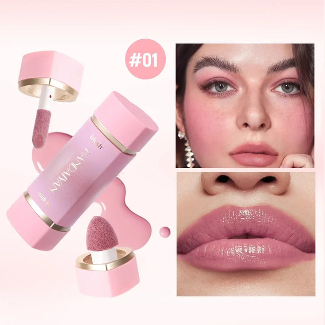  2-in-1 Liquid Blush Matte Lip Gloss Dual-purpose Liquid Blush Waterproof Multi-purpose Blush Stick Cheek Natural Blusher Cute