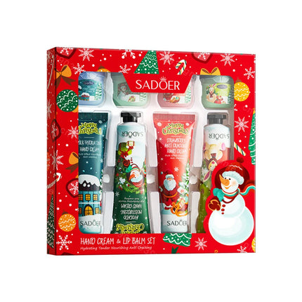 Christmas Gift Set Hand Cream and Lip Balm Set Ultra Wrinkles Nourishing Moisturizing Nonsticky Gentle Skincare for All Skin Use