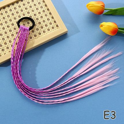 AZQUEEN Synthetic Colored Long Braided Ponytail Extensions With Elastic Band Rainbow Braid Pony Tail Hairpiece For Girl Kids