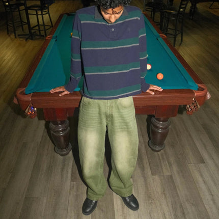 Y2K Retro Matcha Denim Jeans Washed Billiard Embroidered Denim Pants London Fashion New York Style Streetwear Unisex Baggy Jeans