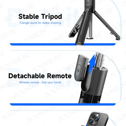 Bluetooth Selfie Stick Tripod Desktop Stand, Phone Holder, Wireless Remote Shutter, for iPhone Android, Option with Fill Light