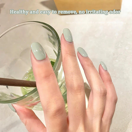 Fresh and brightening milky green nail polish gel, 2026 new style, trendy mint green, salon exclusive.