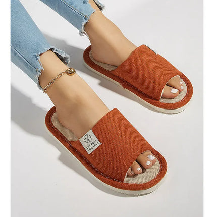 Home Linen Slippers For Men In Spring&Autumn Comfortable Bedroom Open-toed&Breathable Slippers Men's & Women's Shoes Summer