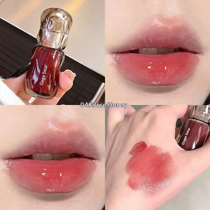 Gege Bear 5ml Crystal Gloss Lip Tint Hydrating Mirror-Gloss Finish Youthful Plumping Effect Autumn Winter Collection