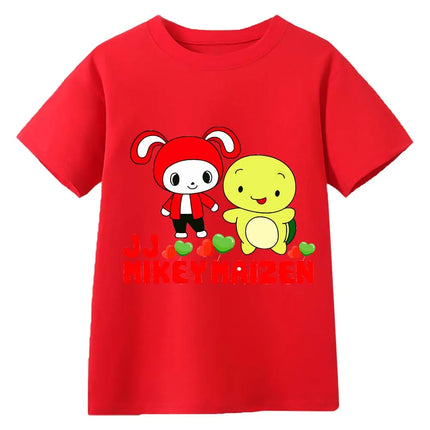 Kids Maizen JJ and Mikey T Shirt  Boys 100% Cotton Cartoon Tee Girls YouTube YouTuber Printed Top Wish Asha Children Clothes