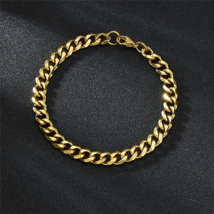 LETAPI Fashion Stainless Steel Curb Cuban Chain Bracelet for Men Women Hip Hop Couple Unisex Wrist Hand Jewelry Gift Party