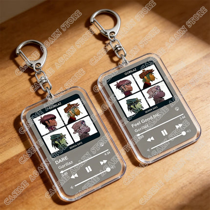 Hot Gorillaz Band Music Keychains for Women Accessories Bag Feel Good Inc Clint Eastwood Song Keying Jewelry Fans Friends Gifts