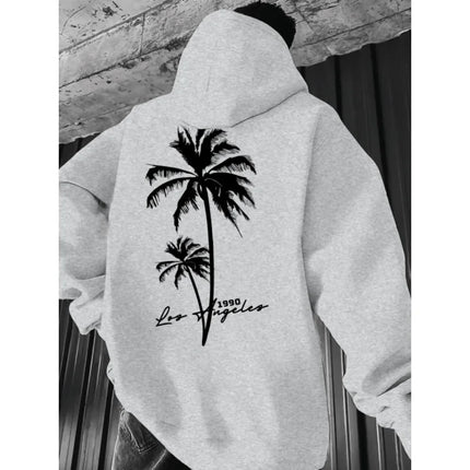 Coconut Tree Pattern Men's Fashion Printed Hooded Sweatshirt，Front and back printed hoodie, a fashionable and unique item