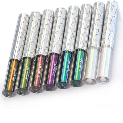 CHARMACY Duochrome Glitter Liquid Eyeliner Long Lasting Waterproof Smudgeproof Ultra Fine Tip Eye Liner Women Makeup Cosmetics