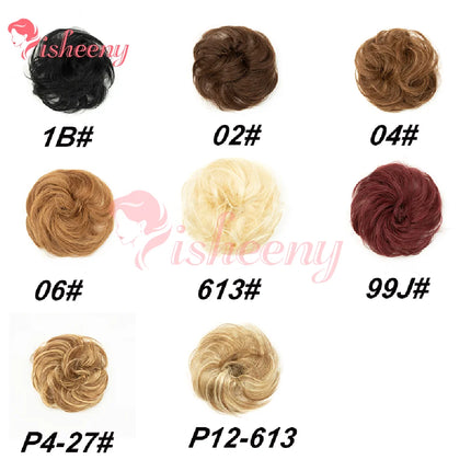 Natural Messy Bun Hairpiece, 4 Inch/10cm Elastic Hair Tie Chignon, Synthetic Curly Hair Bun Scrunchie, Multiple Colors for Daily Wear