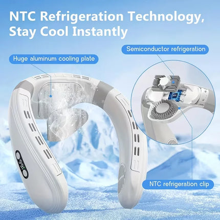 5200mAh Rechargeable Neck Fan with LED Display, USB-C, 3 Speeds, Quiet for Men Women Outdoor Travel