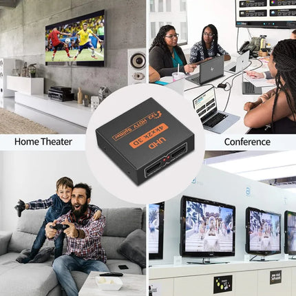 1 x 2 HDMI-compatible Splitter Converter 1 In 2 Out HDMI-compatible Splitter Amplifier 4K Dual Display for PC HDTV DVD PS4 Xbox