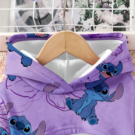 Official Disney Stitch Girls Autumn 3Pc Hoodie Vest Pants Set. Soft, breathable, trendy sporty campus style. Perfect gift!