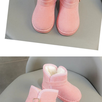 Boys Thermal Boots Kids Versatile Casual Buckle Non-slip Children Fashion Simple Non-slip Girls Snow Boots Cotton Winter Autumn