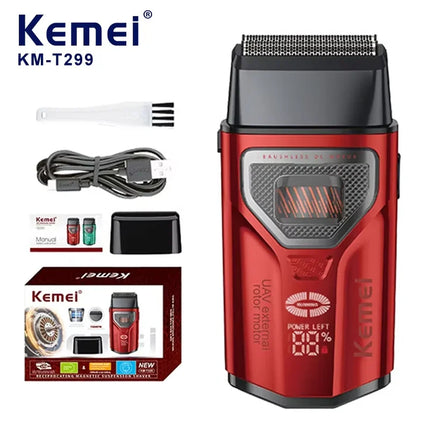 KEMEI KM-T299 Beard Trimmer Professional Double Foil Shaver LCD Display Shaver External Rotor Brushless Motor Beard Trimmer Men