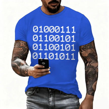 Men's T-Shirt Binary Code Graphic T-shirt Vintage Luminous Personality Shirts Short Sleeve Funny Mathematician Streetwear