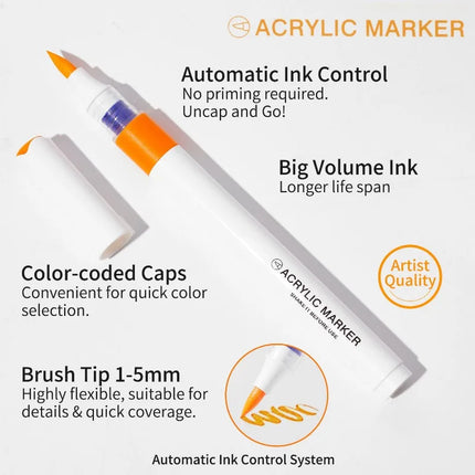 ROSYMENG 126/9 Colors Acrylic Paint Marker Pens Soft Brush Professional Drawing Pens PK LANGUO School Stationery Art Supplies