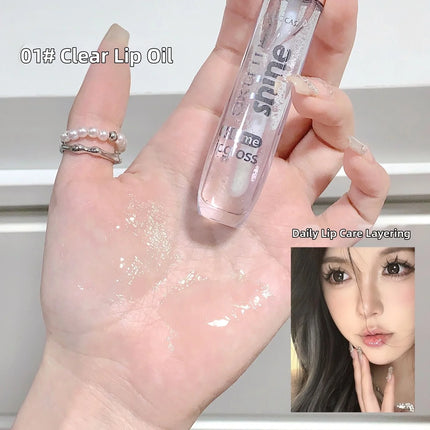 Fine Shimmer Lip Oil Gloss Long Lasting Hydrating Moisturizer Transparent Water Based Pearlescent Lip Glaze
