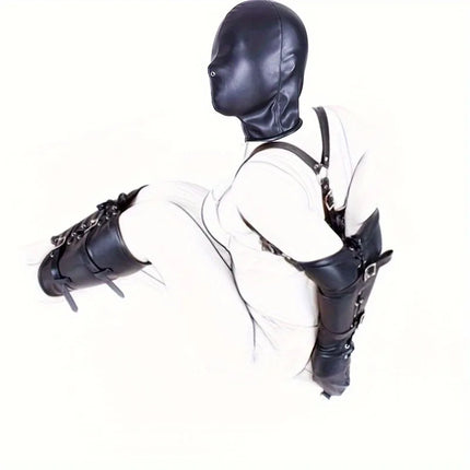 Bondage BDSM Restraints Role Play Hands Wrists Arm Leg Binder Hood Mask Faux Leather Tight Single Glove Adult Costumes Sex Toys
