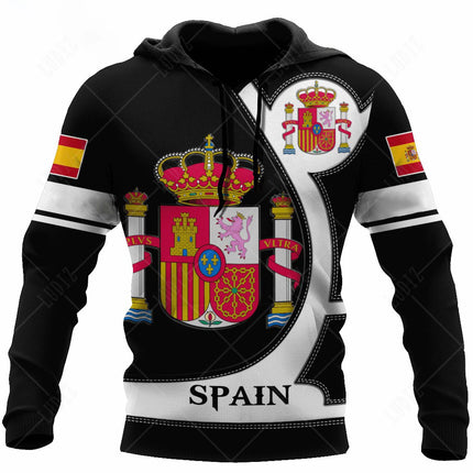 New Spanish Skull Hoodies Men's Hoodie 3D Print Spain Flag Tops Autumn Long Sleeve Streetwear  Hooded Hoodie For Men Clothing