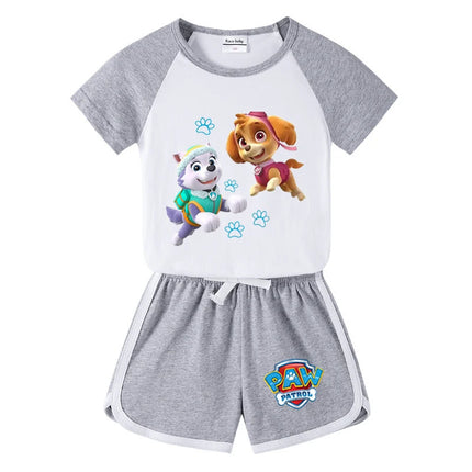 Children's Summer Pajama Set Kids Cartoon PAW Patrol T-shirt+Shorts Sets Boys Cotton Tops+Shorts 2Pcs Baby Boys Girls Sport Suit