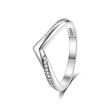 Original 925 Sterling Silver Ring Love Heart Pave CZ Crystal Stackable Rings For Women Wedding Engagement Birthday Gift Jewelry