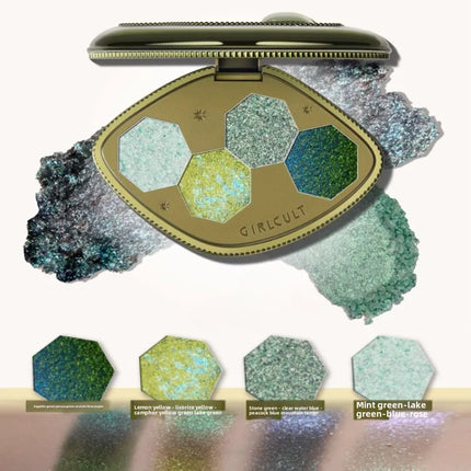 Girlcult compendium Eyeshadow 4 Color Chameleon Smoke Shimmer Glitter Eyeshadow Highly Pigmented Eye Palette Natural Colors