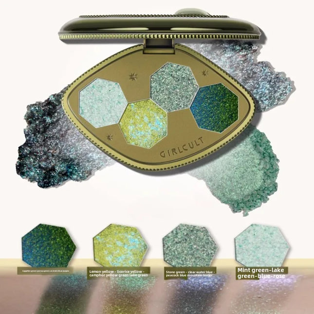 Girlcult compendium Eyeshadow 4 Color Chameleon Smoke Shimmer Glitter Eyeshadow Highly Pigmented Eye Palette Natural Colors