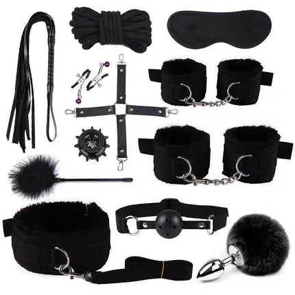 Erotic Sex Toys For Women Adults Games Nylon Bondage BDSM Kits Handcuffs Sex Whip Mouth Gag Rabbit Tail Anal Plug