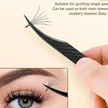 1pc/2/4/6pcs 3.0 Black Lash Tweezers for Eyelash Extensions Diamond Grip 90 Degree Tip Volume Lash Extension Tweezers