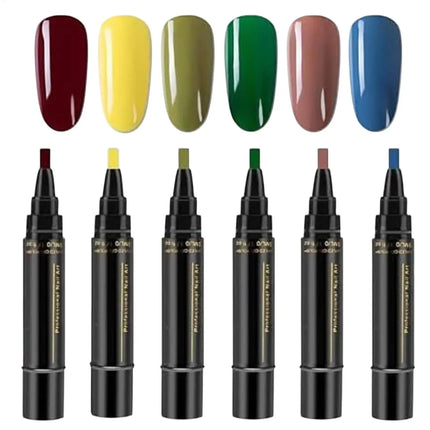 Summer Neon Gel Nail Polishs Pen Long Lasting Pure Color Nail Gel Nail Arts Marker Manicure Pen Nail Polishs Base Top Coat Gel