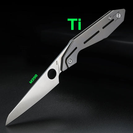 Titanium handle folding knife, high hardness M398 steel blade pocket knife, lightweight knife