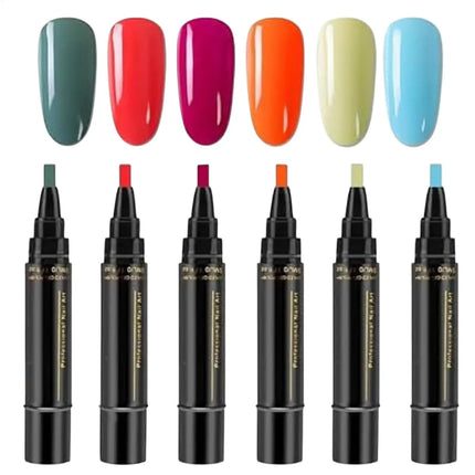 Summer Neon Gel Nail Polishs Pen Long Lasting Pure Color Nail Gel Nail Arts Marker Manicure Pen Nail Polishs Base Top Coat Gel