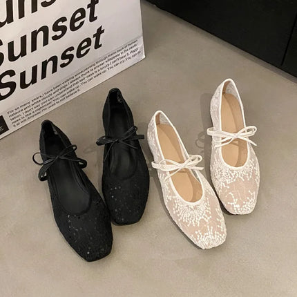 2026 Spring Lace Women Mary Jane Shoes Fashion Slip On Comfort Street Style Soft Sole Female Internal Elevation Dress Shoes