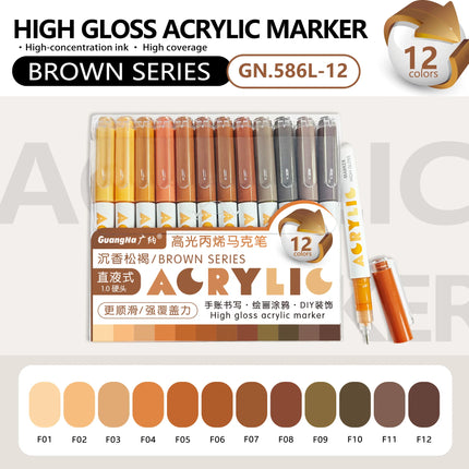 Guangna 168/72 Colors High Gloss Acrylic Marker Pen Set,Hard Headed Drawing Pens,Professional-Grade Paint Pen for DIY Graffiti