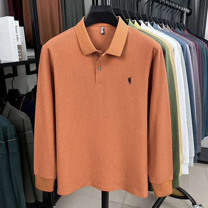 2025 New 100% Cotton High-end Brand Men's Long-sleeved Polo Shirt Autumn Fashion New Luxury Original Embroidery Top Golf T-shirt
