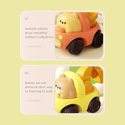 4 PCS Cute Cartoon Creative Animal Lnertial Engineering Car Dump Car Car Excavator Little Bear Puppy Pig Little Tiger
