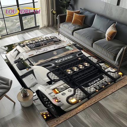 2025 New 3D S-Scania Top Class Truck Lorry Cartoon Rug Carpet for Living Room Bedroom Home Decor, Floor Mat Non-slip Sofa Doormat